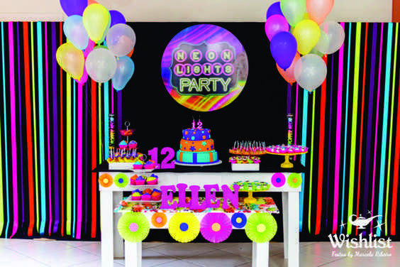 Neon theme Party Decorations  Glow in the Dark themed party ideas