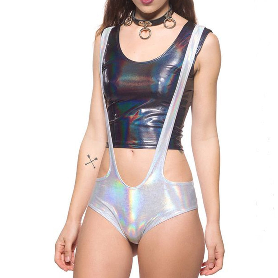 Sexy Holographic Shorts With Strips - NuLights