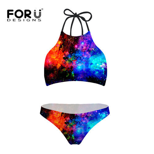 Galaxy High Neck Two Piece Swimsuit