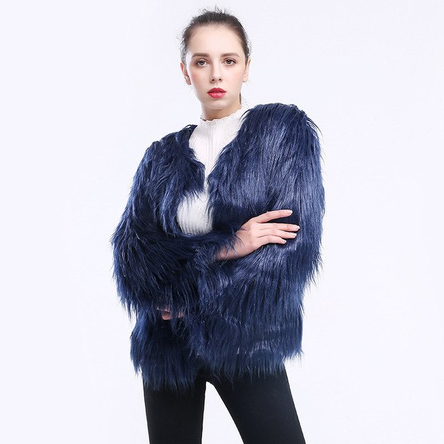 Long Sleeve Faux Fur Coat - NuLights
